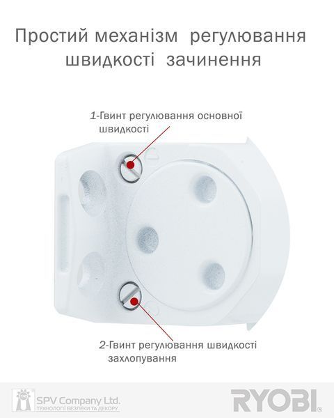 Дотягувач накладний RYOBI 2000 D-2055V GLOSSY_WHITE BC STD_ARM EN_3/4/5 до_100кг 1250мм FIRE  RYO7000010374 фото