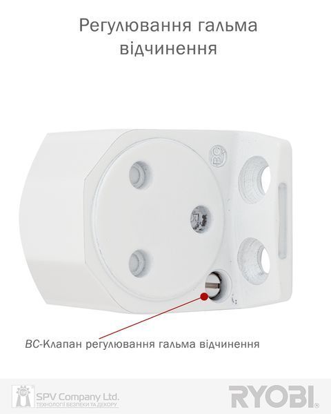 Дотягувач накладний RYOBI 2000 D-2055V GLOSSY_WHITE BC STD_ARM EN_3/4/5 до_100кг 1250мм FIRE  RYO7000010374 фото
